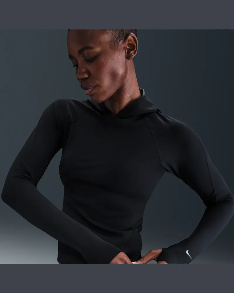 Nike Universa Dri-FIT Longsleeve in schmaler Passform mit Kapuze (Damen) - Schwarz Schwarz