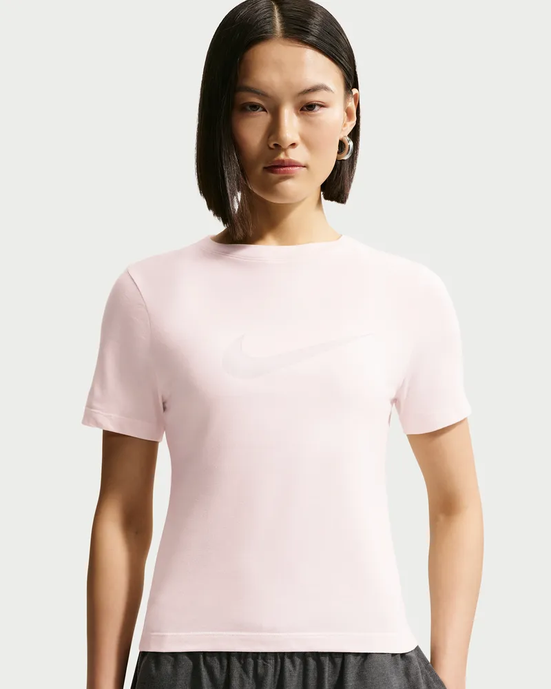 Nike schmales Kurzarmshirt mit Burnout-Logo (Damen) - Weiß Weiß