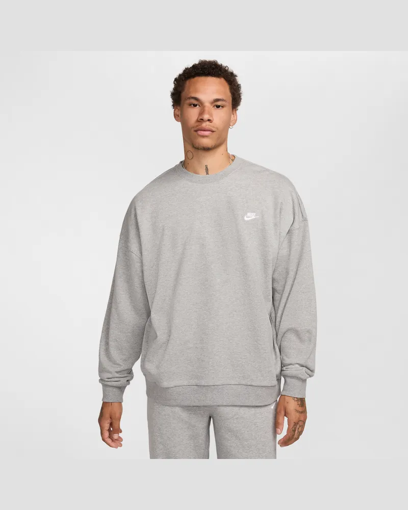Nike Club Fleece Oversize-Rundhalsshirt aus French Terry (Herren) - Grau Grau