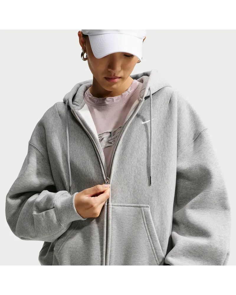 Nike Studio Fleece Heavyweight Oversize-Kapuzenjacke mit Falten (Damen) - Grau Grau