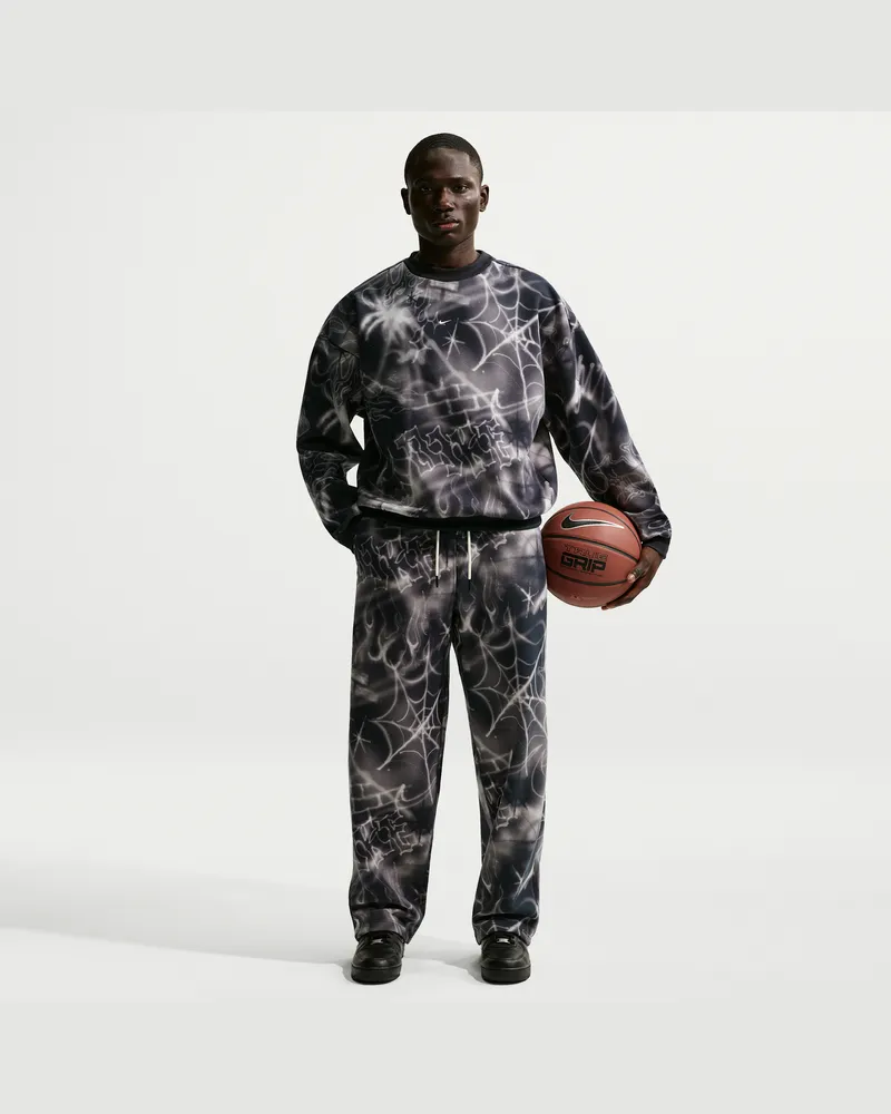 Nike Standard Issue angeraute Basketballhose mit offenem Saum (Herren) - Schwarz Schwarz