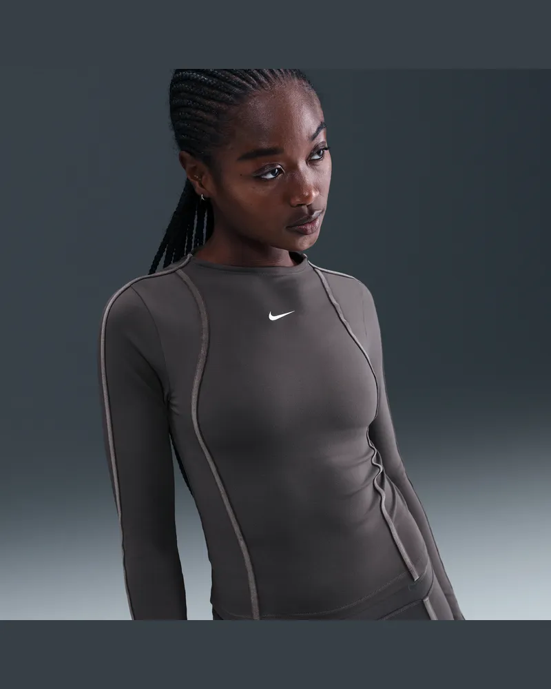 Nike One Fitted Dri-FIT Longsleeve-Oberteil für Damen - Grau Grau