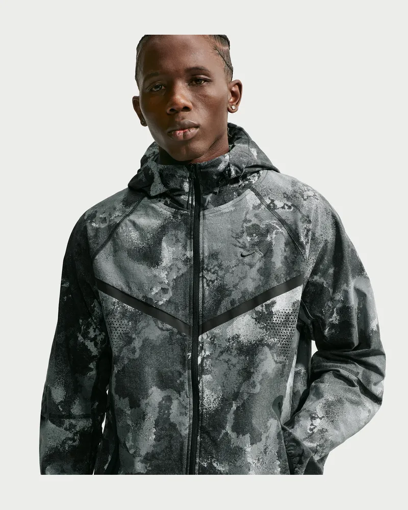 Nike Tech Windrunner Dri-FIT Webjacke mit durchgehendem Reißverschluss (Herren) - Schwarz Schwarz