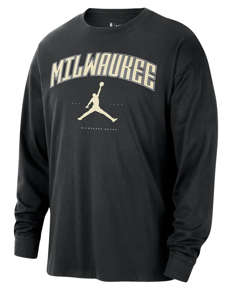 Jordan Milwaukee Bucks Essential  NBA-Longsleeve für Herren - Schwarz Schwarz