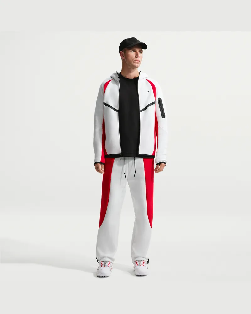 Nike Tech Fleece-Hose mit offenem Saum und Farbblock-Design (Herren) - Weiß Weiß