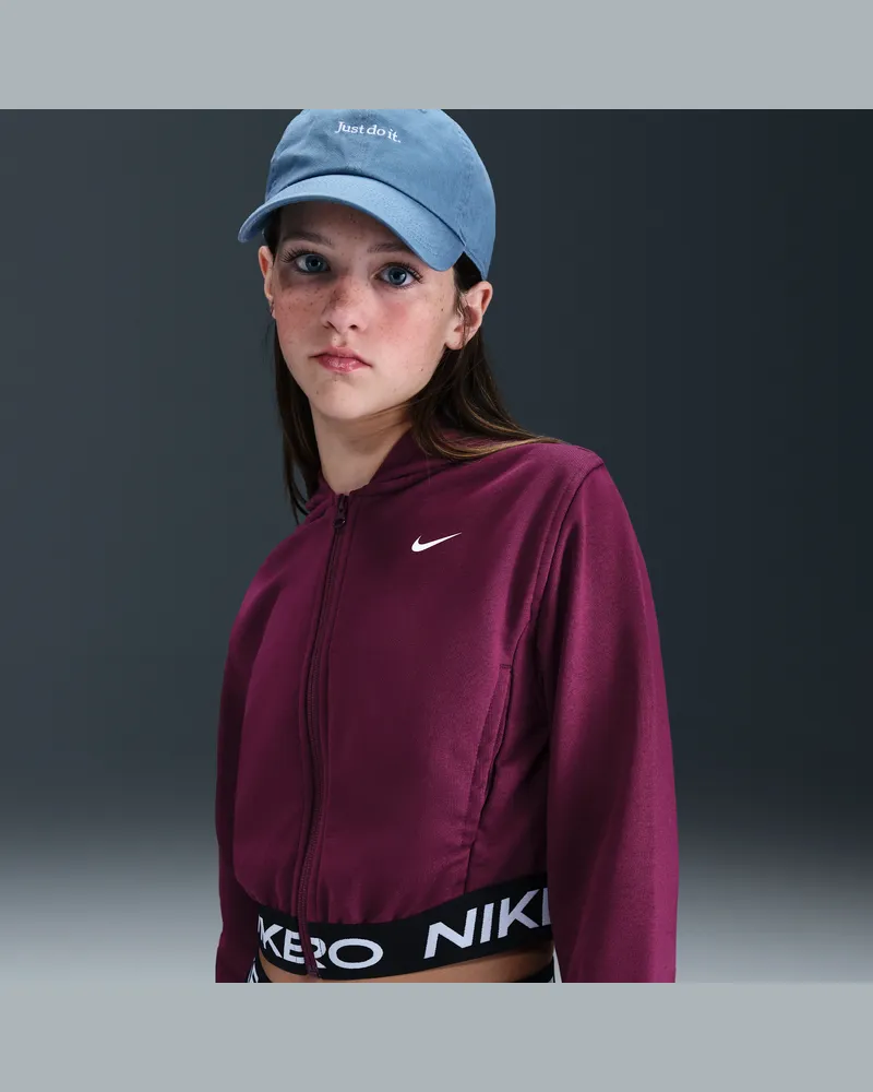 Nike Pro Fleece Dri-FIT-Kapuzenjacke (ältere Kinder) (Mädchen) - Rot Rot