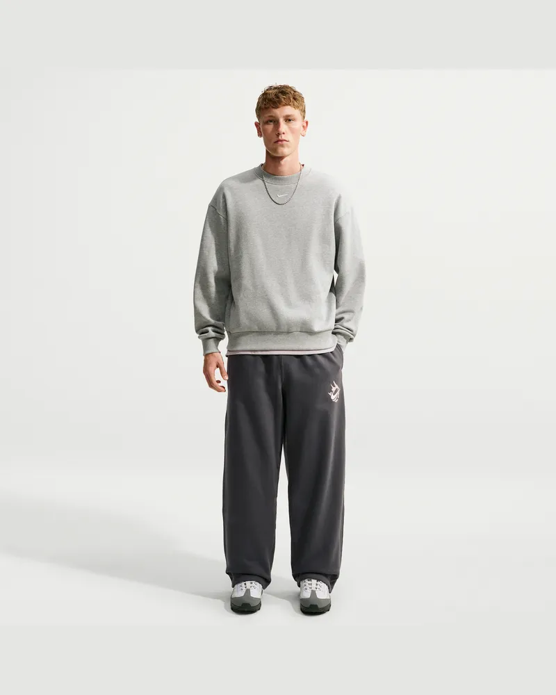Nike Solo Swoosh Fleece-Hose mit offenem Saum für Herren - Grau Grau