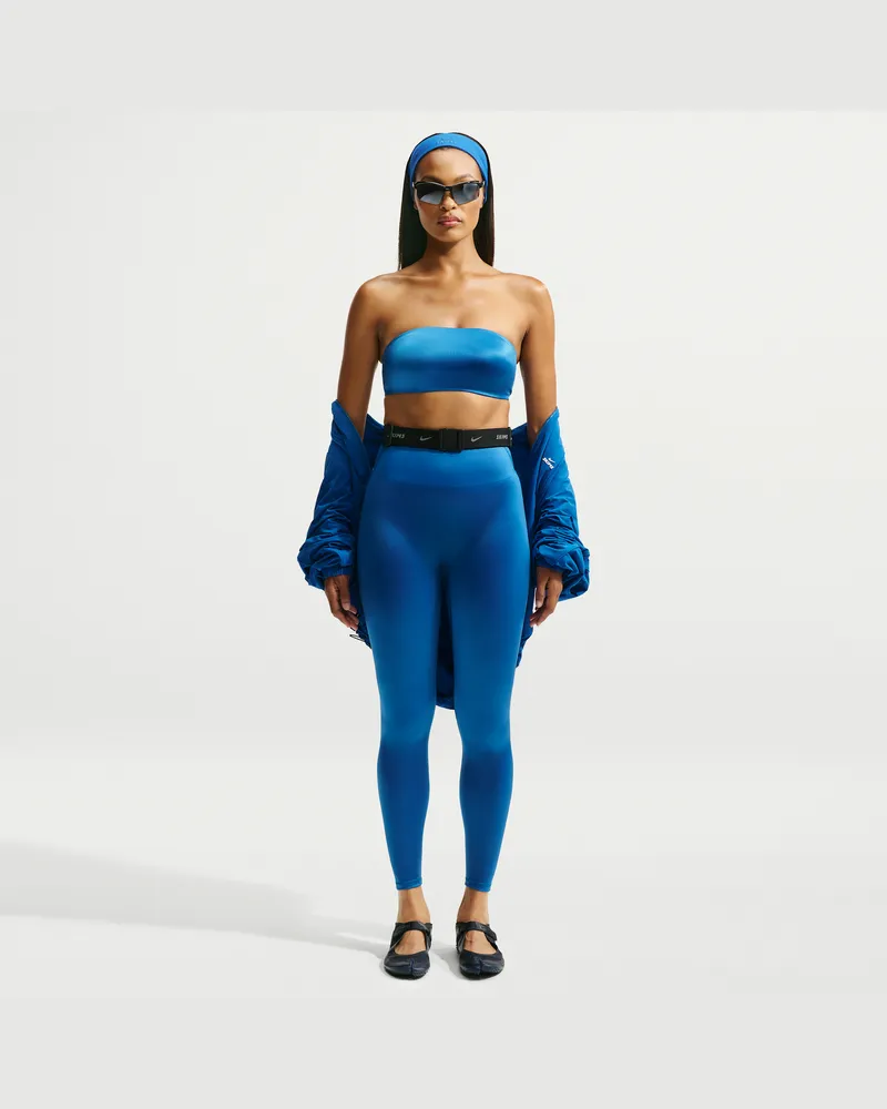 Nike SKIMS Satin Shine Leggings mit hohem Bund (66 cm, Damen) - Blau Blau