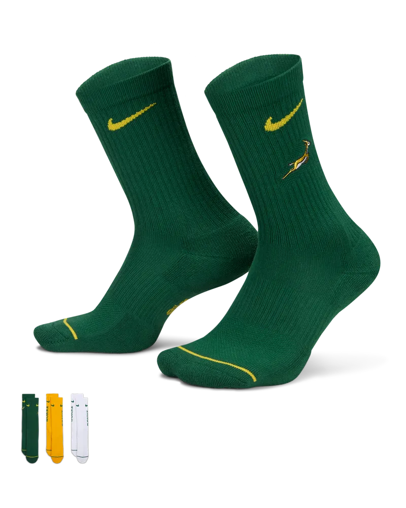 Nike Springboks  Rugby Everyday Cushion Socken (Unisex, 3 Paar) - Grün Grün