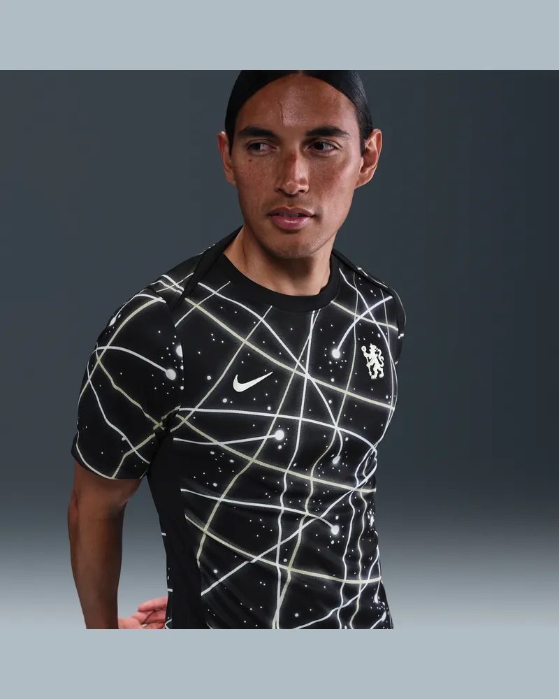Nike FC Chelsea Academy Pro  Dri-FIT-Pre-Match-Kurzarm-Fußballoberteil für Herren - Schwarz Schwarz