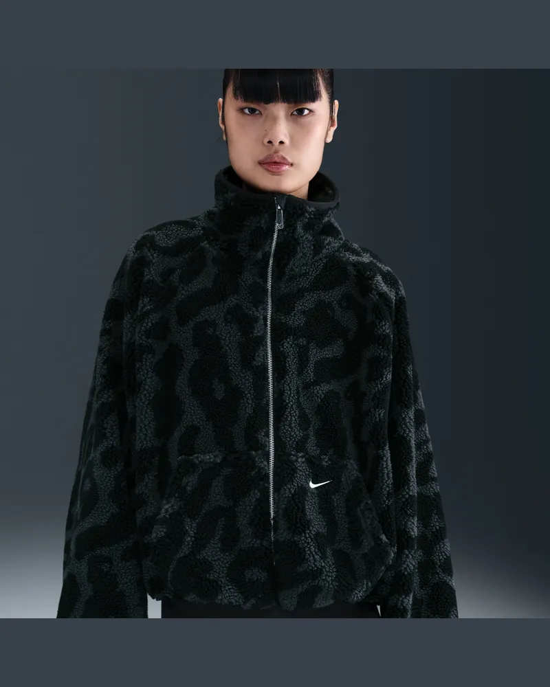 Nike Sportswear hochflorige Fleecejacke für Damen - Schwarz Schwarz