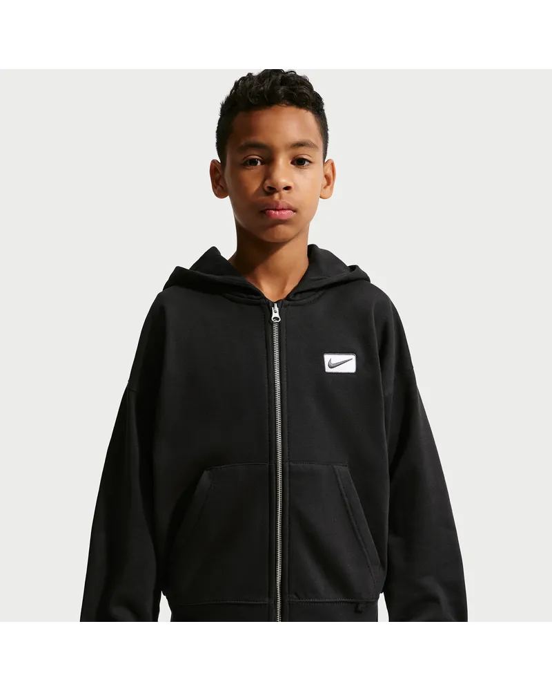 Nike Oversize-Hoodie mit durchgehendem Reißverschluss für ältere Kinder (Jungen) - Schwarz Schwarz