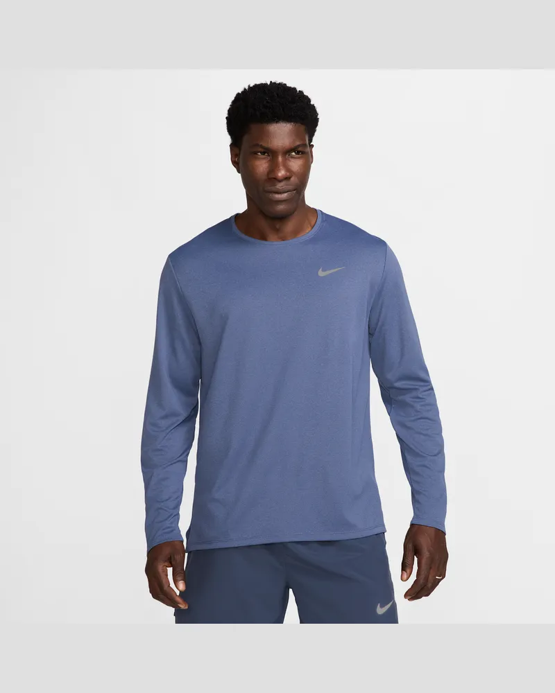 Nike Miler Dri-FIT UV Langarm-Laufoberteil für Herren - Blau Blau