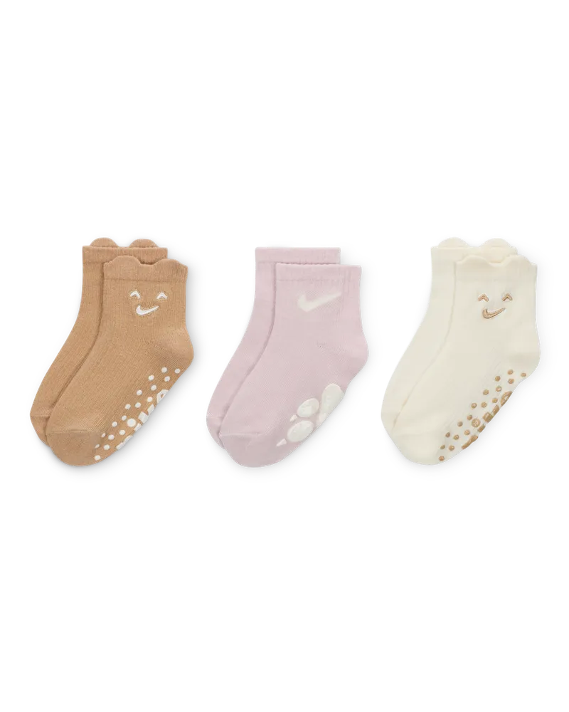Nike Cozy Comfort gerippte Gripsöckchen (Babys, 0–6 M, 3 Paar) - Braun Braun