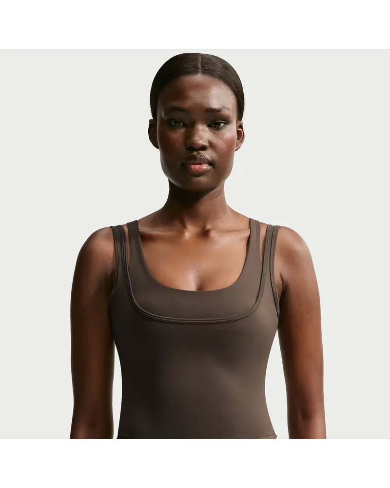 Nike SKIMS Matte Doppelträger-Tanktop mit U-Ausschnitt (Damen) - Braun Braun