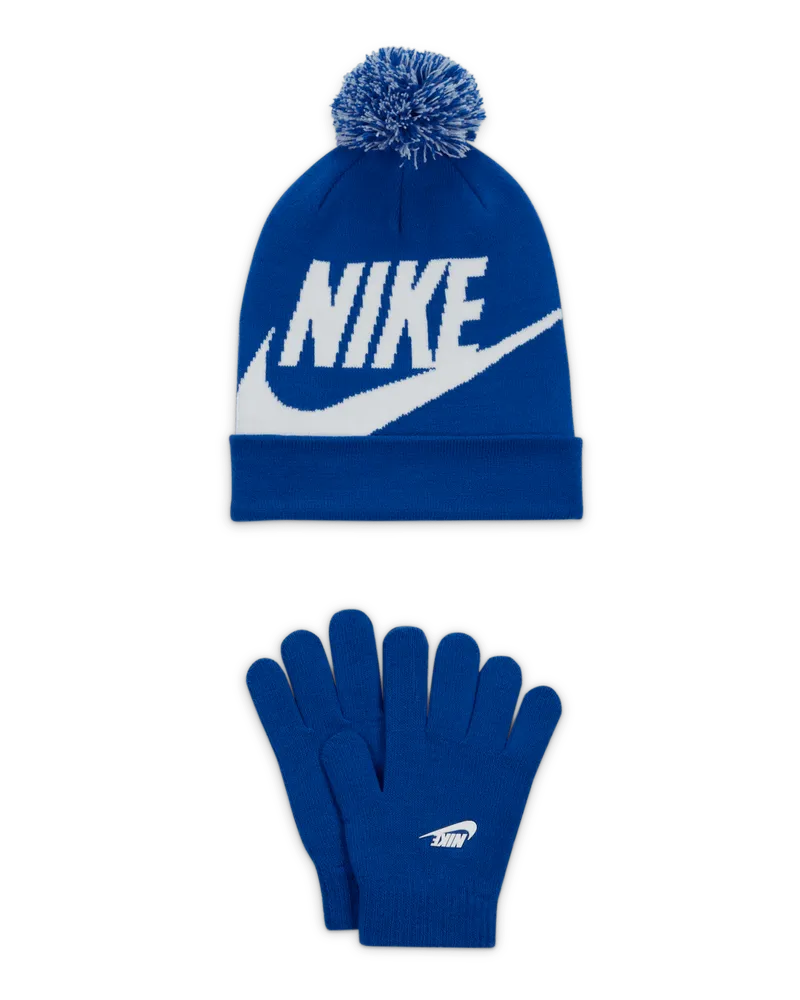 Nike 2-teiliges Set aus Mütze und Handschuhen für jüngere Kinder - Blau Blau