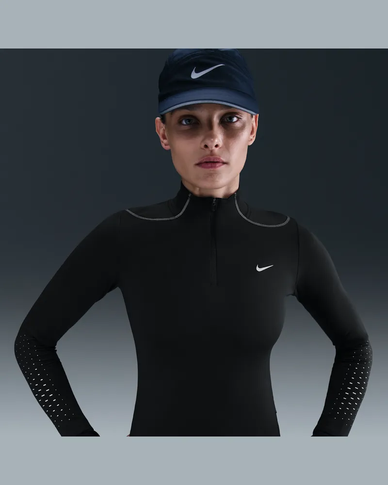 Nike Swift Therma-FIT ADV Laufoberteil mit Viertelreißverschluss und reflektierenden Elementen (Damen) - Schwarz Schwarz