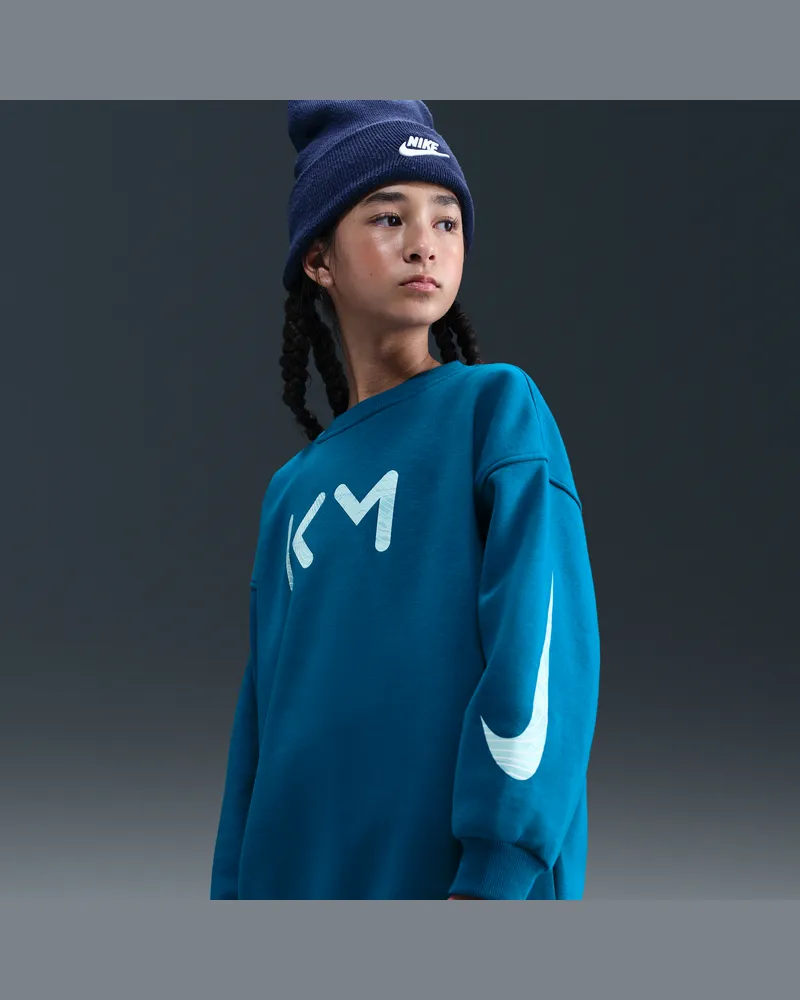Nike Kylian Mbappé Club Fleece  Fußball Oversize-Sweatshirt mit Rundhalsausschnitt für ältere Kinder (Mädchen) - Blau Blau