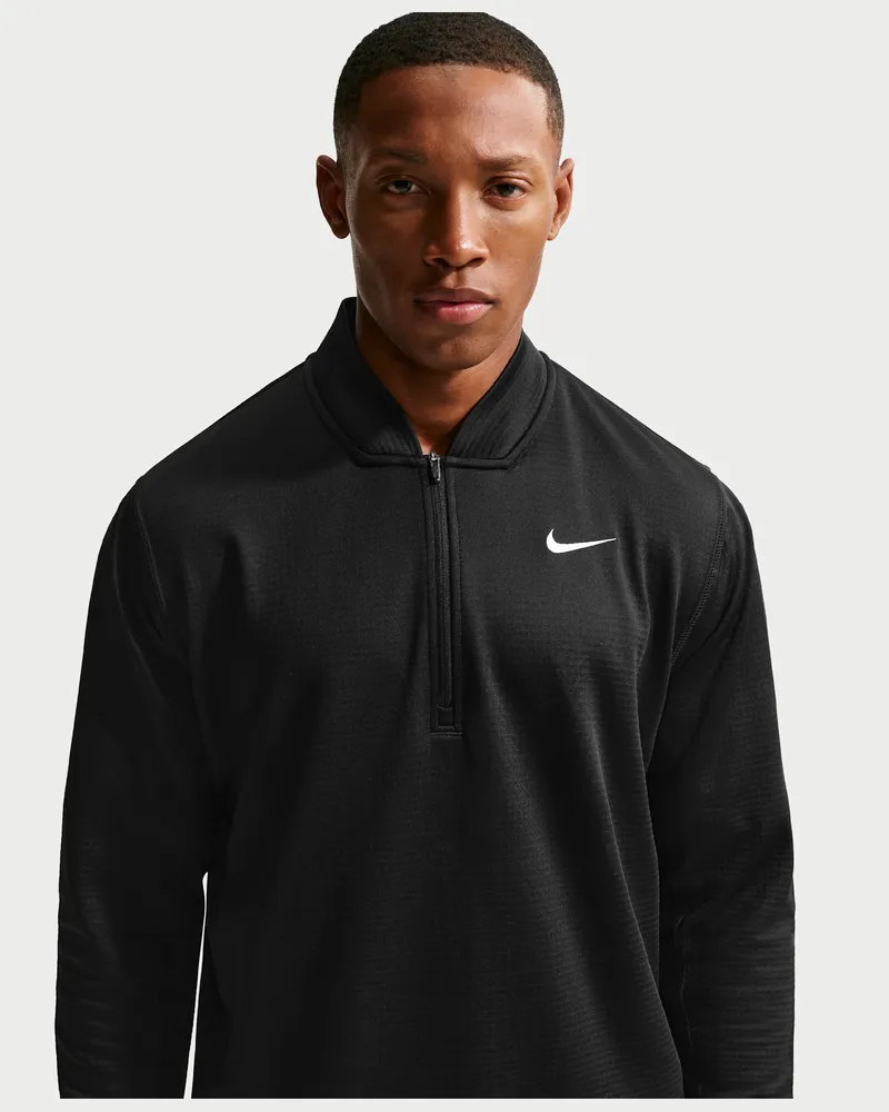 Nike Velocity Therma-FIT-Golfoberteil mit Halbreißverschluss für Herren - Schwarz Schwarz