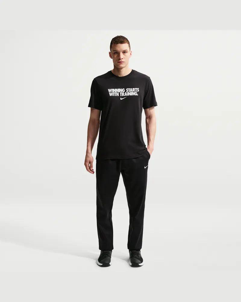 Nike Therma Therma-FIT Fitnesshose mit offenem Saum für Herren - Schwarz Schwarz