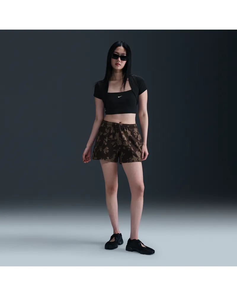 Nike Sportswear Chill Terry Shorts aus French Terry mit Print und mittelhohem Bund (Damen) - Braun Braun