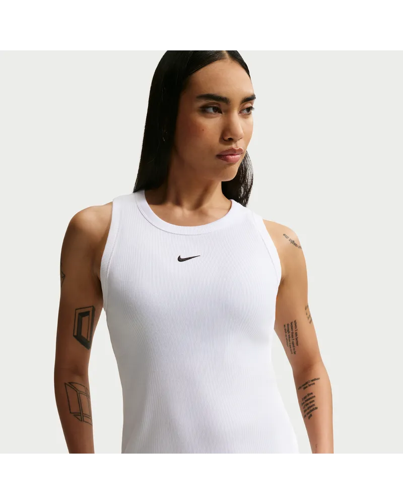 Nike eng anliegendes Tanktop mit Bündchen (Damen) - Weiß Weiß