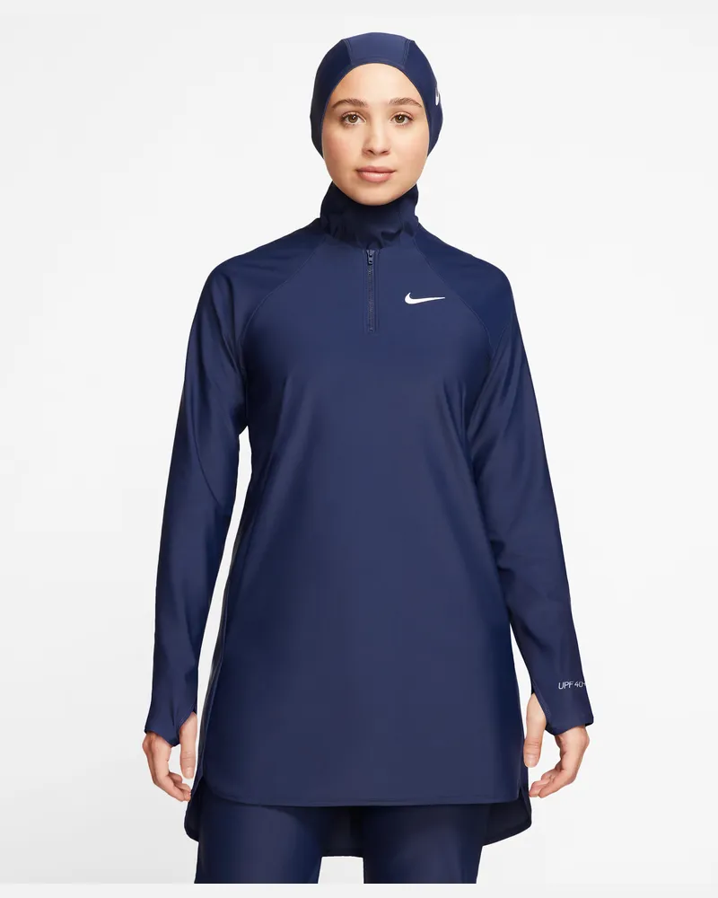 Nike Victory Essential Schwimm-Tunika mit durchgehendem Schutz für Damen - Blau Blau