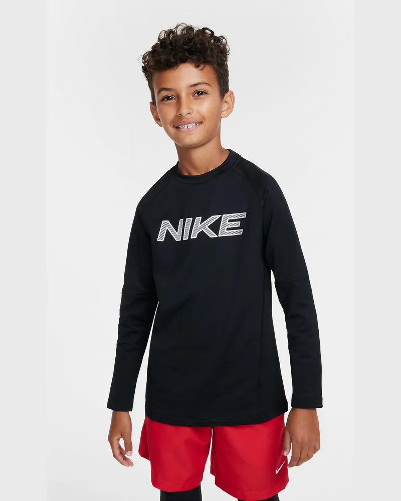 Nike Pro Warm Dri-FIT Trainings-Longsleeve mit Grafik (ältere Kinder, Jungen) - Schwarz Schwarz