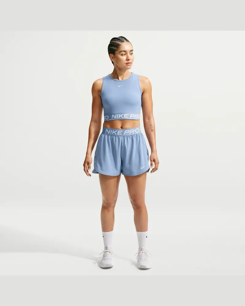 Nike Pro Dri-FIT-Webshorts mit mittelhohem Bund und Innenslip (Damen, ca. 7,5 cm) - Blau Blau
