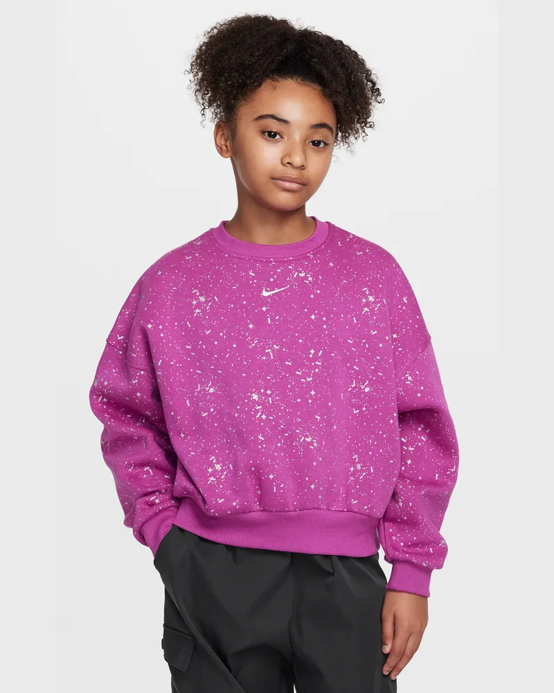 Nike Sportswear Club Fleece Sweatshirt mit Rundhalsausschnitt für ältere Kinder (Mädchen) - Lila Lila
