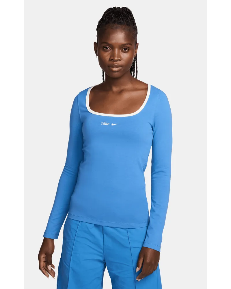 Nike Sportswear Longsleeve mit Karree-Ausschnitt für Damen - Blau Blau