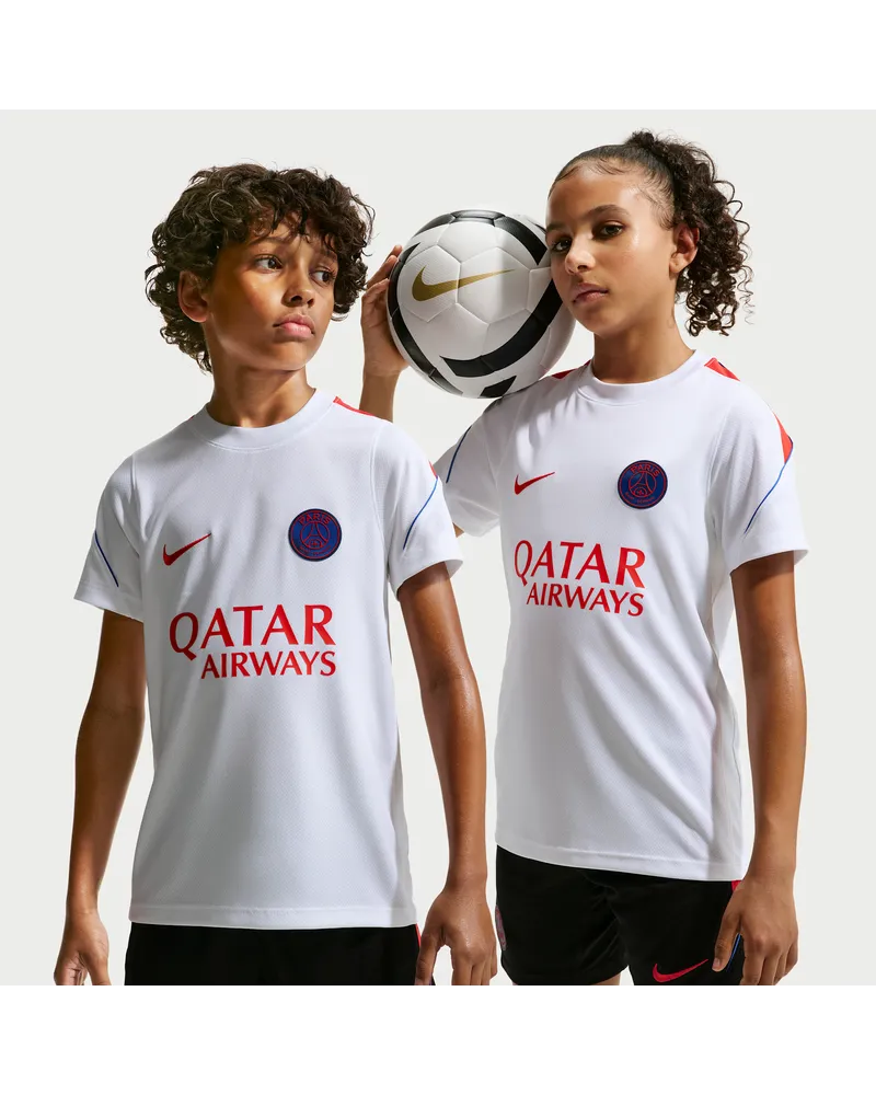 Nike Paris Saint-Germain Strike  Dri-FIT Kurzarm-Fußballoberteil (ältere Kinder) - Weiß Weiß