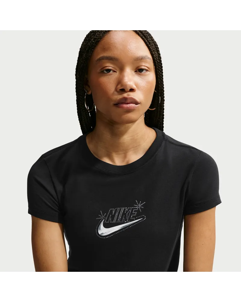 Nike Chill Knit schmal geschnittenes Kurz-T-Shirt (Damen) - Schwarz Schwarz
