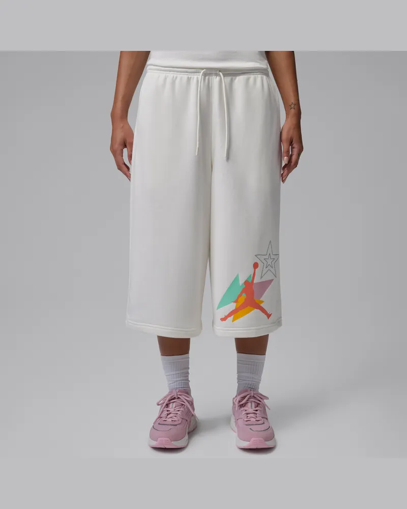 Jordan Brooklyn Fleece Big Shorts aus French Terry (Damen) - Weiß Weiß