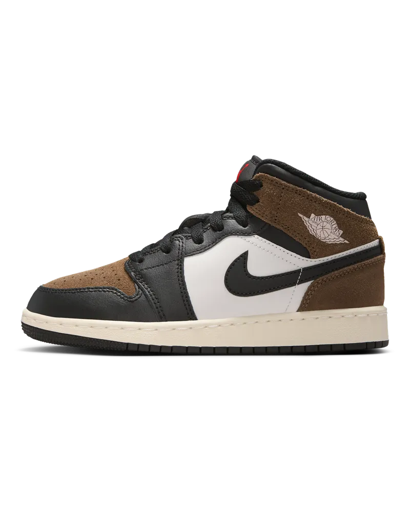 Jordan Air  1 Mid Schuh für ältere Kinder - Schwarz Schwarz