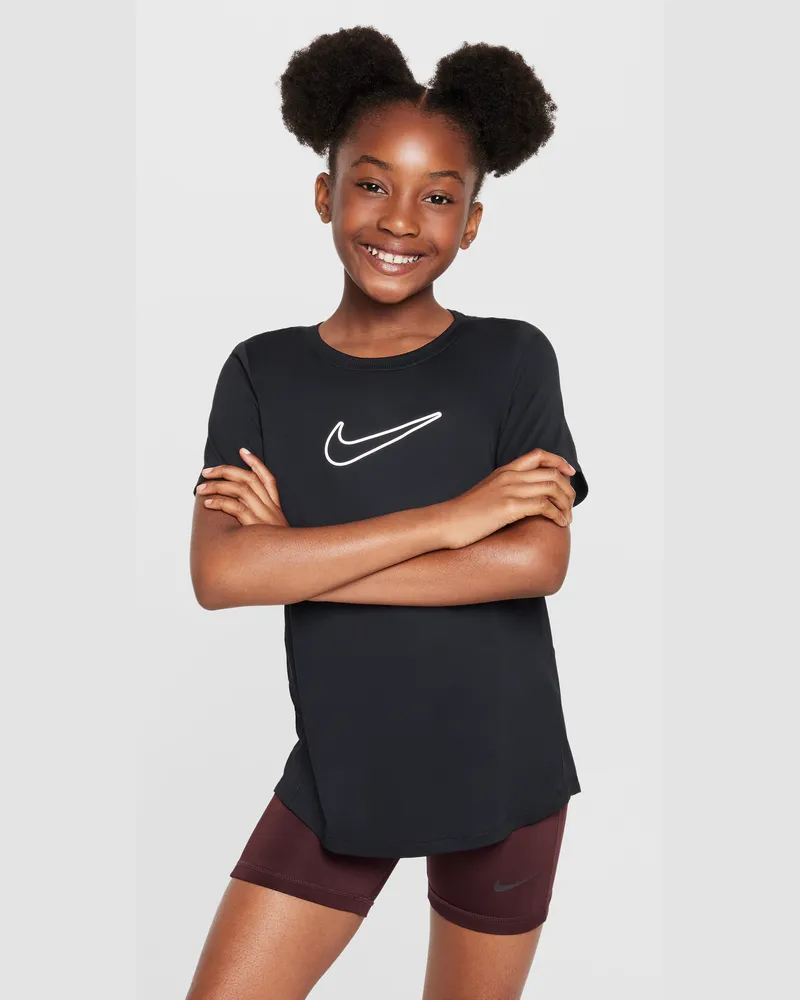 Nike One Fitted Dri-FIT-Kurzarmshirt (Mädchen) - Schwarz Schwarz
