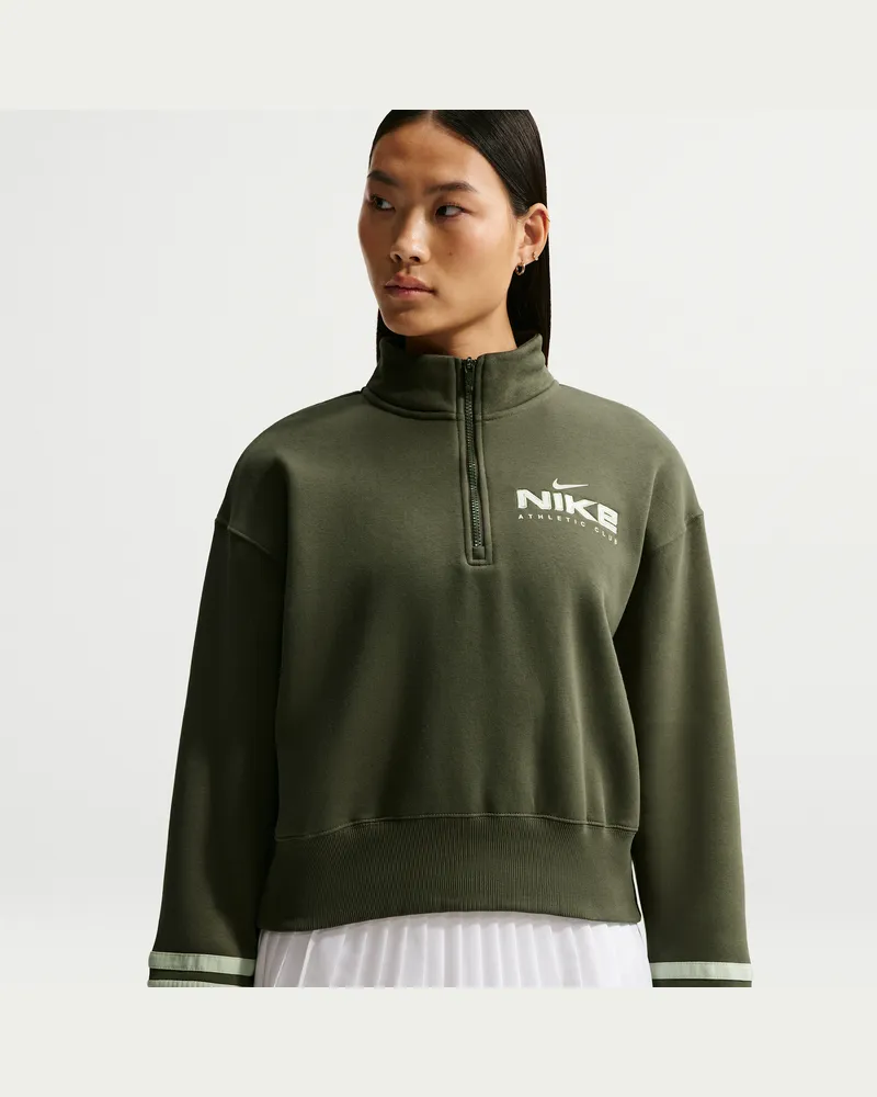 Nike Fleece-Oberteil in Oversize mit Viertelreißverschluss für Damen - Grün Grün