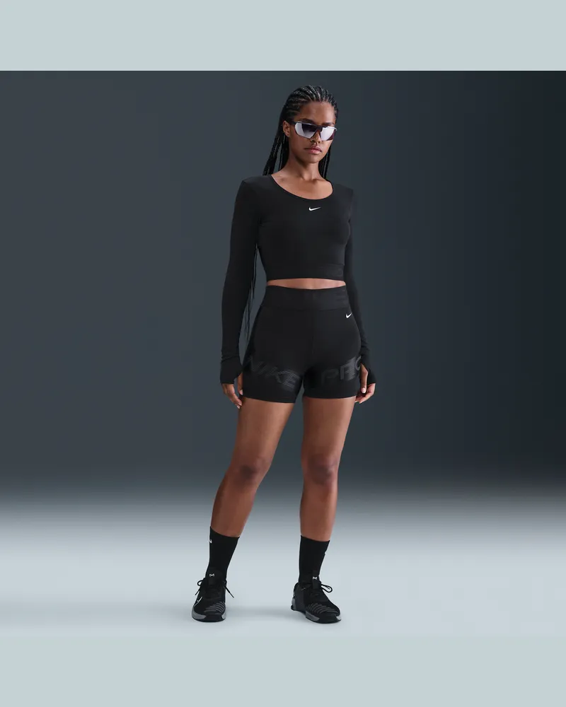 Nike Pro Sculpt Dri-FIT Bike Shorts mit hohem Bund (Damen, ca. 12,5 cm) - Schwarz Schwarz