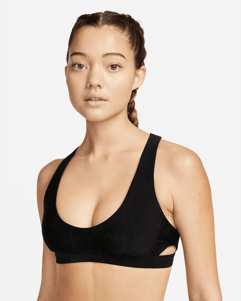 Nike Bikini-Schwimmoberteil mit Ausschnitt für Damen - Schwarz Schwarz