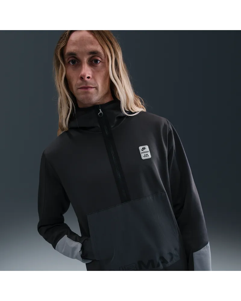 Nike Air Max Poly-Knit Fleece-Hoodie mit Halbreißverschluss für Herren - Grau Grau