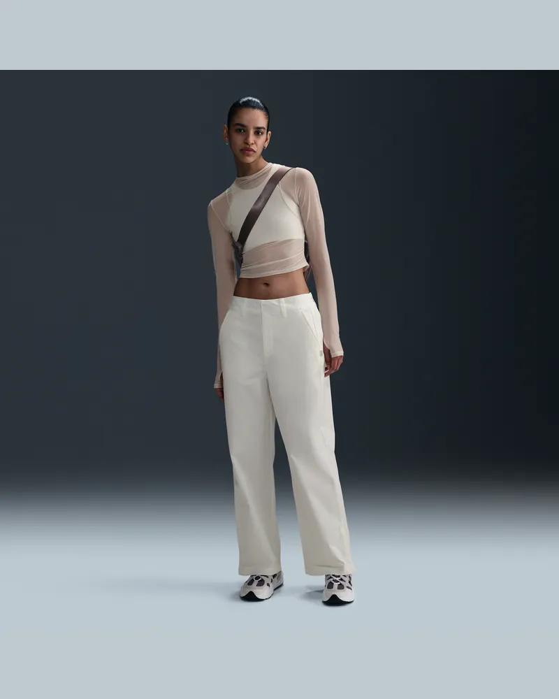 Nike Sportswear Collection Hose aus Twill mit mittelhohem Bund (Damen) - Weiß Weiß