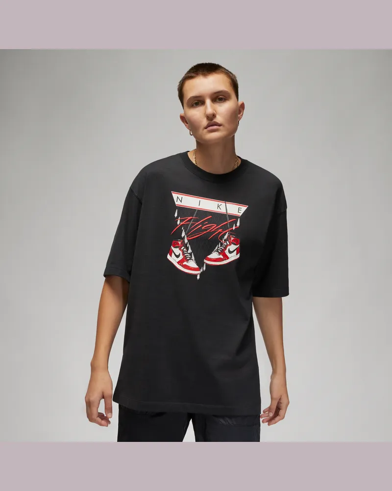 Jordan Flight extragroßes Damen-T-Shirt - Schwarz Schwarz