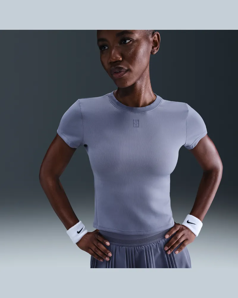 Nike Court Advantage Dri-FIT Kurzarm-Tennisoberteil für Damen - Blau Blau