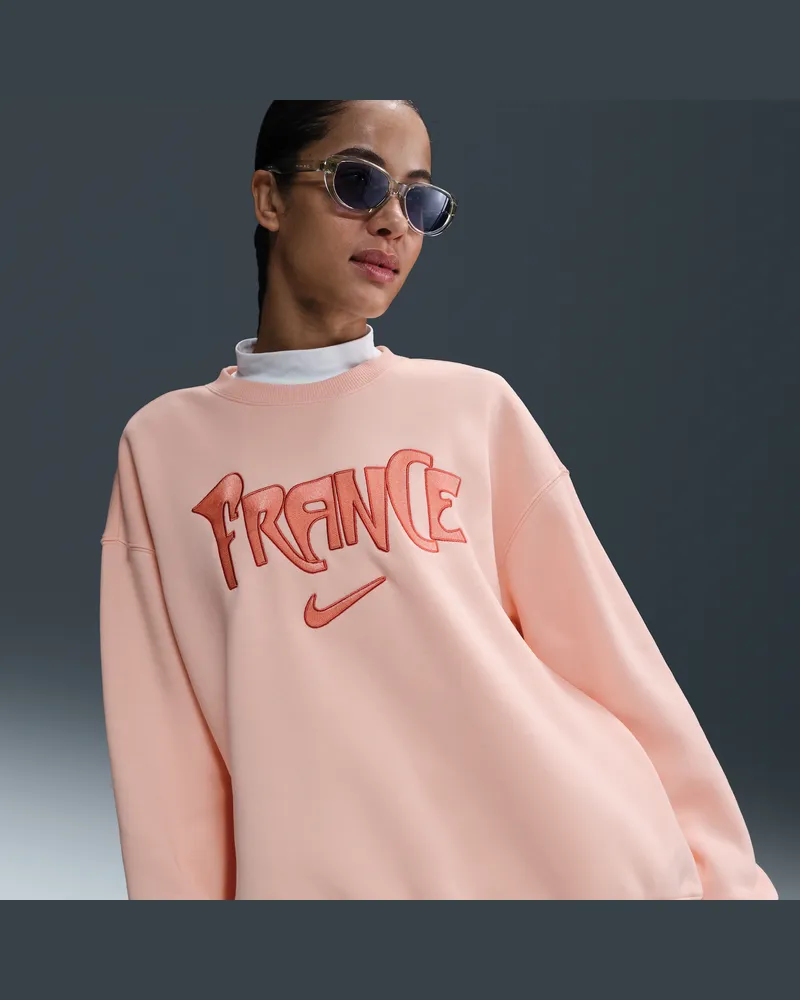 Nike France Phoenix Fleece  Football Oversize-Sweatshirt mit Rundhalsausschnitt (Damen) - Pink Pink