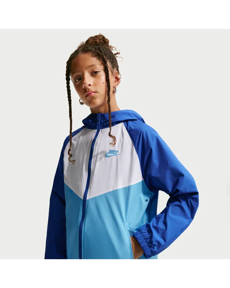 Nike Windrunner Repel-Jacke mit Kapuze für ältere Kinder - Blau Blau