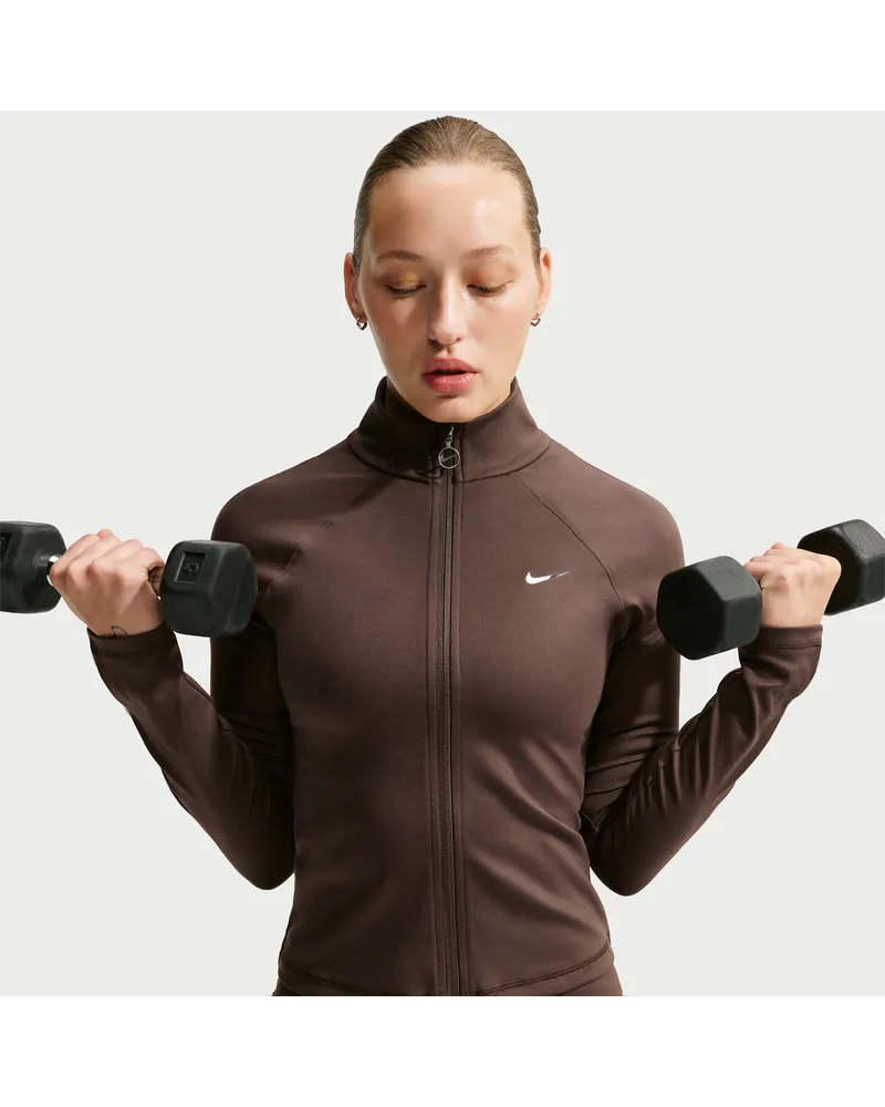 Nike Langarm-Jacke mit durchgehendem Reißverschluss (Damen) - Braun Braun