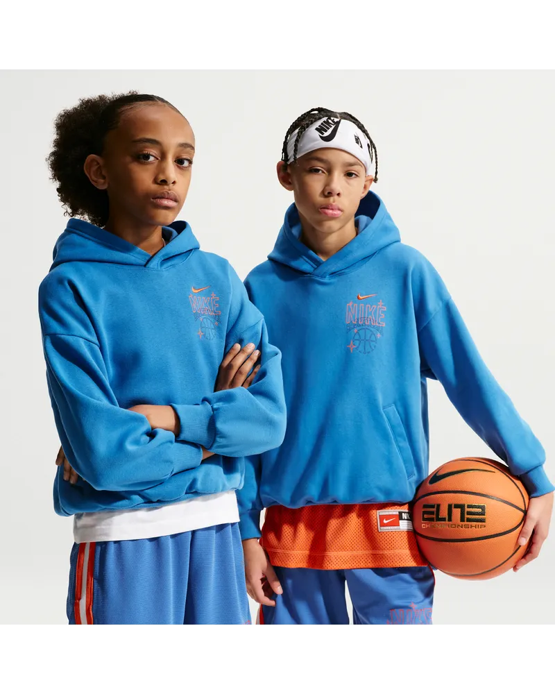 Nike Oversize-Basketball-Hoodie aus Fleece (ältere Kinder) - Blau Blau