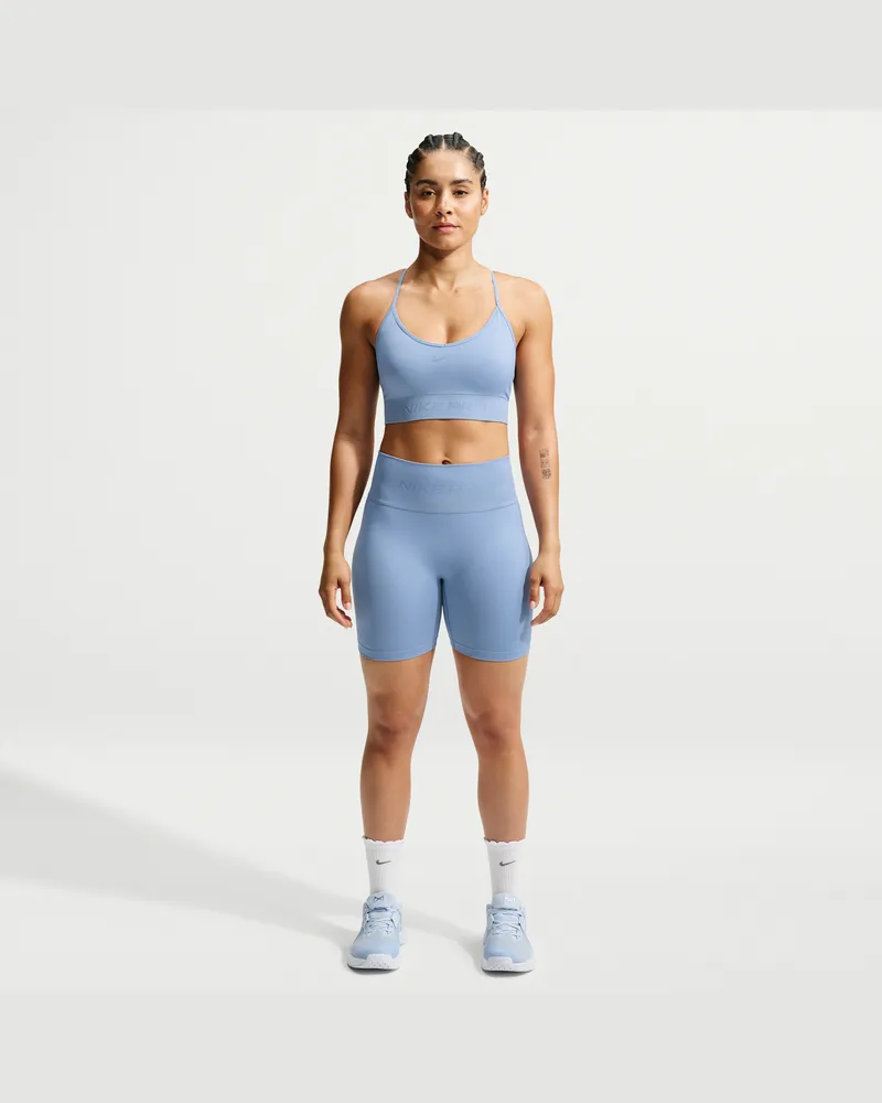 Nike Pro Seamless Dri-FIT Bike Shorts mit hohem Bund für Damen (ca. 12,5 cm) - Blau Blau