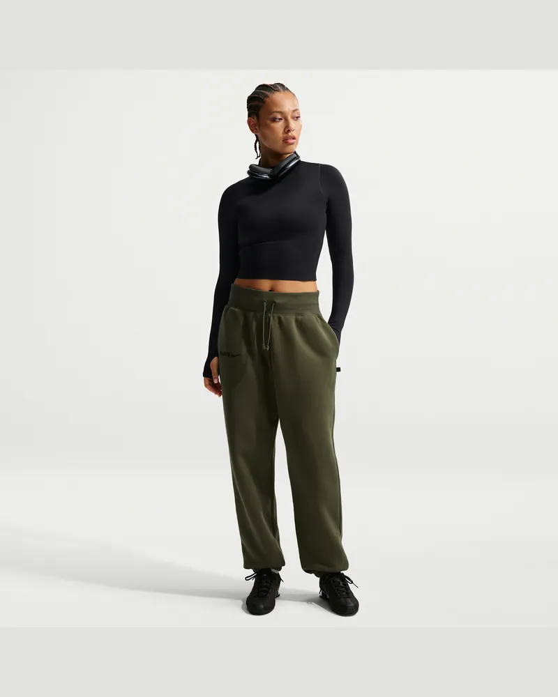 Nike Paris Saint-Germain Phoenix Fleece  Fußballhose mit hohem Bund (Damen) - Grün Grün