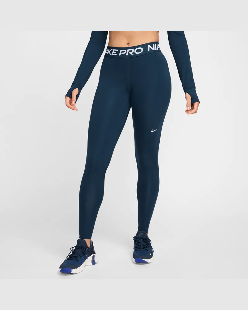 Nike Pro Leggings mit mittelhohem Bund und Mesh-Einsatz für Damen - Blau Blau